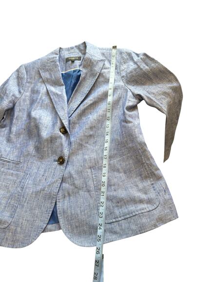 Talbots Petites Blazer Blue Linen Office Work Career Single Breasted Size 12P - Picture 14 of 14